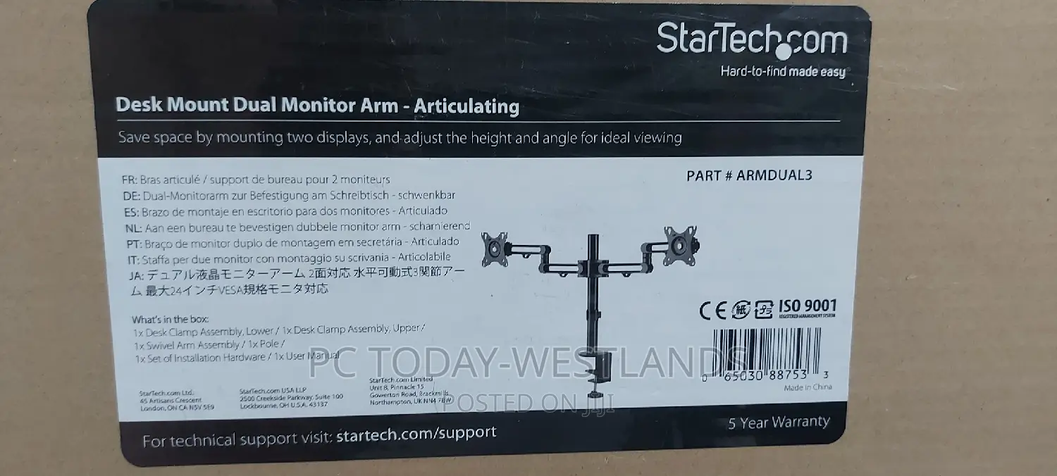 Startech Desk Mount Articulating Dual Arm Up to 32-Inch