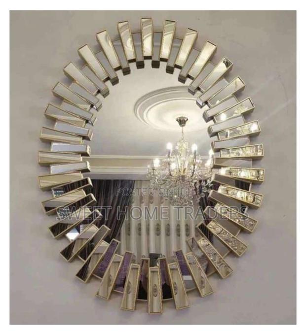 Oval Shaped Sunburst Wall Decor Mirror , - main view