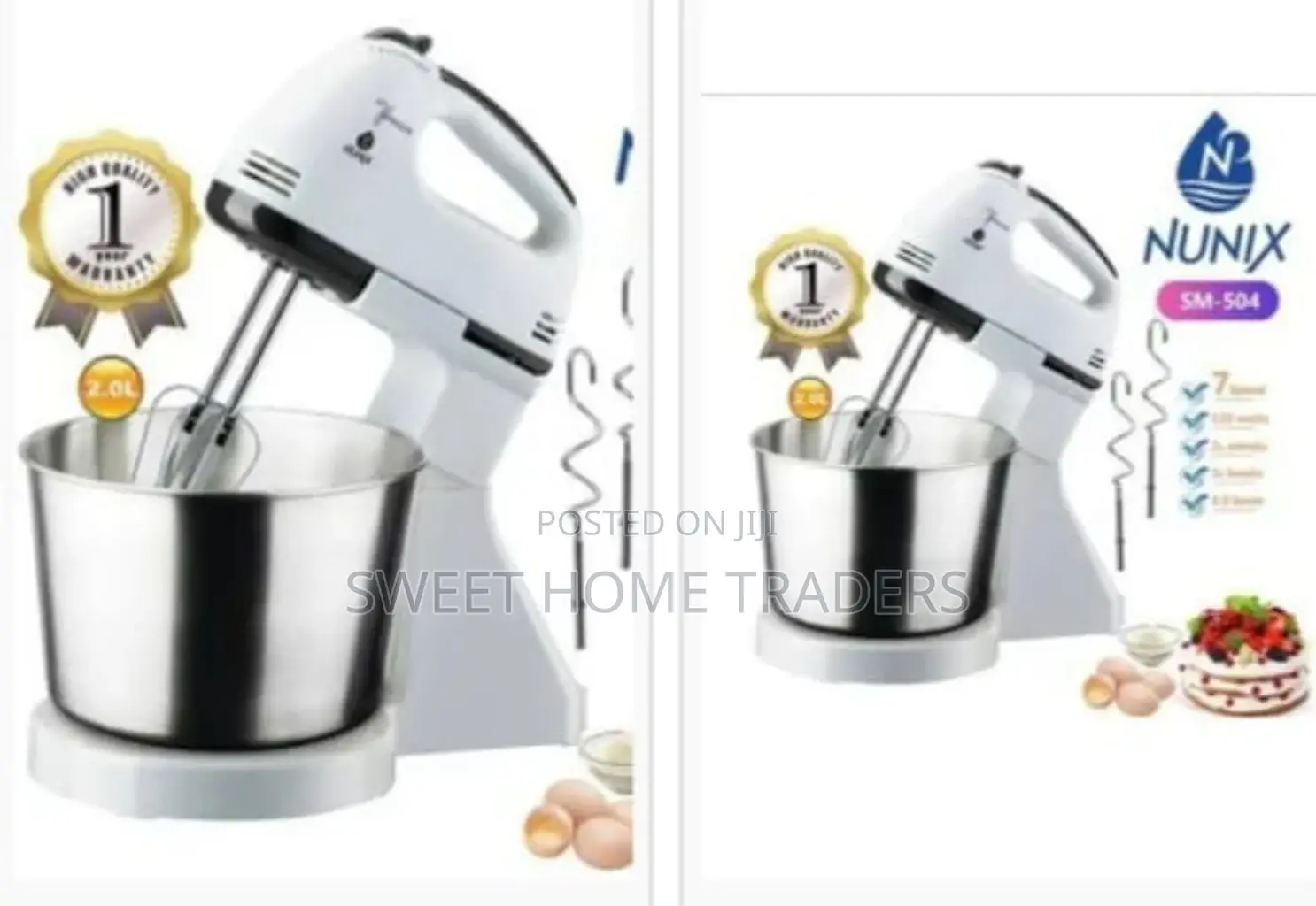 Nunix 7 Speed Hand Mixer With Bowl-2l,