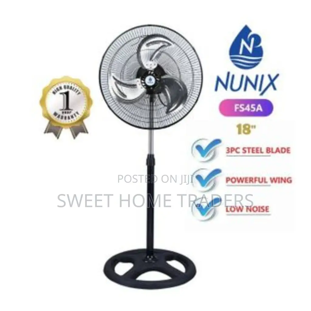 Nunix 18 Inches Free Standing Fan With Steel Blade