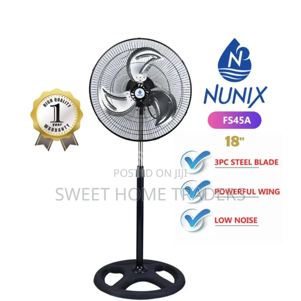 Nunix 18 Inches Free Standing Fan With Steel Blade