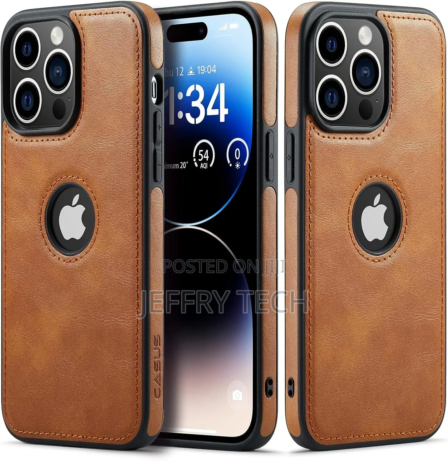 iPhone 14 Pro Case Vegan Leather Slim Logo View Classic Luxu
