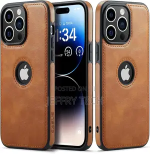 iPhone 14 Pro Case Vegan Leather Slim Logo View Classic Luxu
