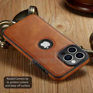 iPhone 14 Pro Case Vegan Leather Slim Logo View Classic Luxu
