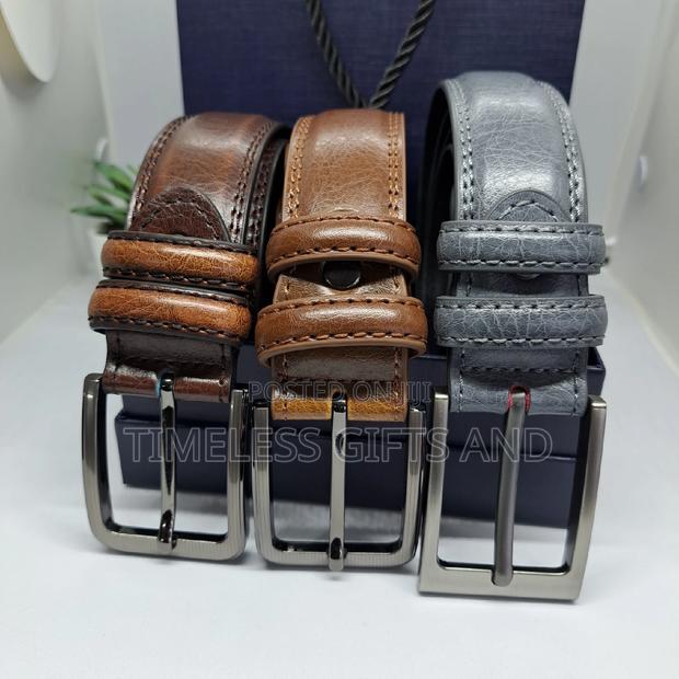 Men Pin Genuine Leather Belt Valentines Gift - thumbnail 2