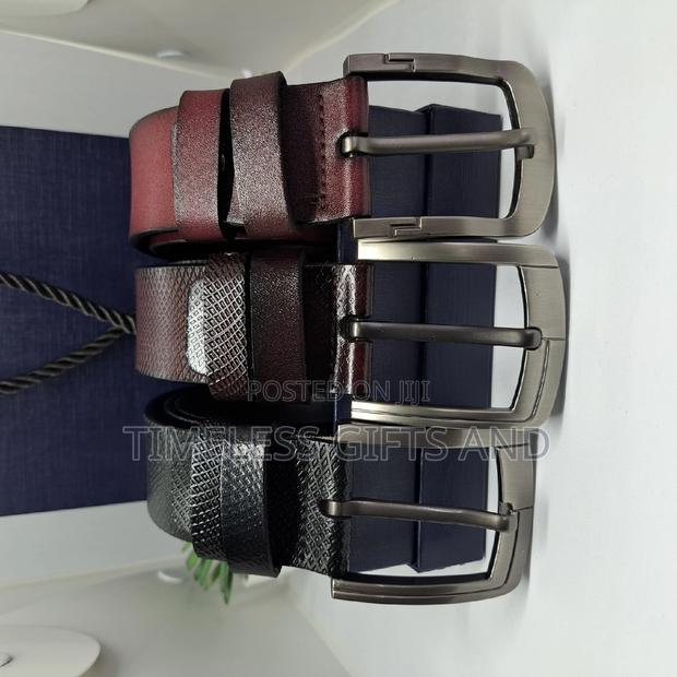 Men Pin Genuine Leather Belt Valentines Gift - thumbnail 3