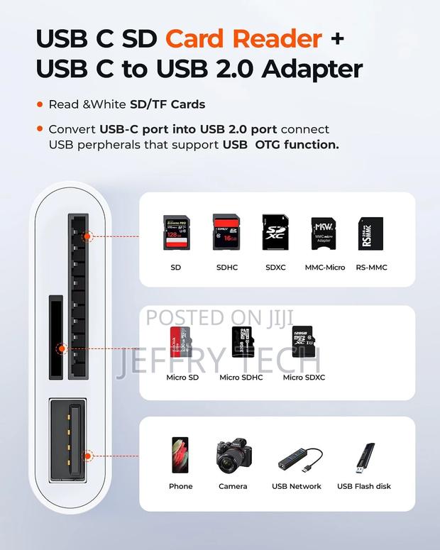 USB C SD Card Reader, USB C to SD Card for iPhone 15/iPad/Ma - thumbnail 2