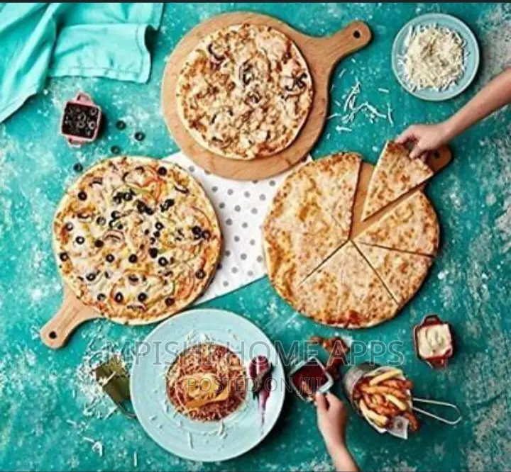Bamboo Pizza Plate Chop Board, 26cmx36cm And 18cm X26cm