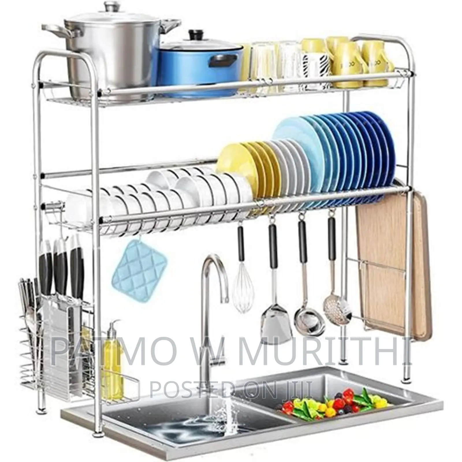 2 Tier Silver Over the Sink Dish Drainer