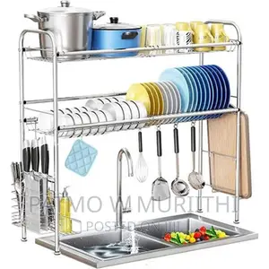 2 Tier Silver Over the Sink Dish Drainer