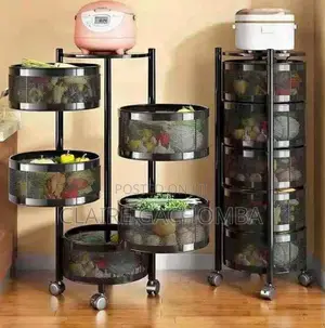 New Black 5 Tier Round Fruit/ Kitchen Storage Rack