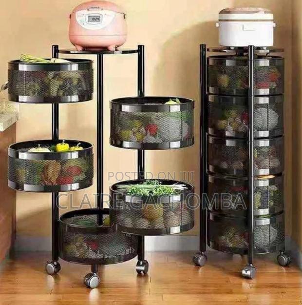 New Black 5 Tier Round Fruit/ Kitchen Storage Rack - main view