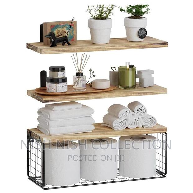 Solid Pine Wood Bathroom Floating Shelves - thumbnail 2