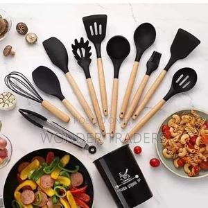 12 PCS Silicone Spoon Set Black - thumbnail 2
