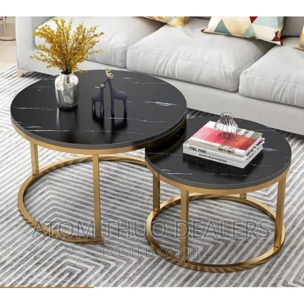 Nesting Coffee Table Marble Effect, Colour Black - main view