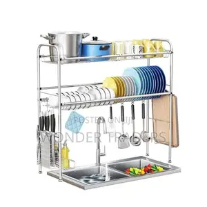 2 Tier Silver Over the Sink Dish Drainer