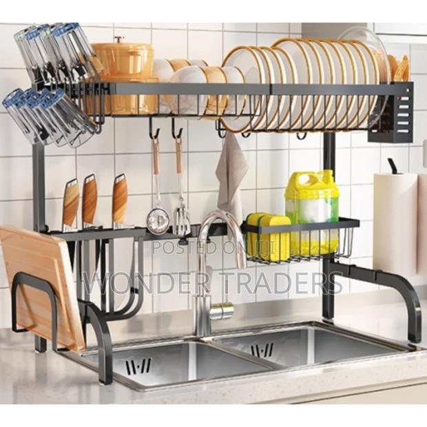 2 Tier Silver Over the Sink Dish Drainer,