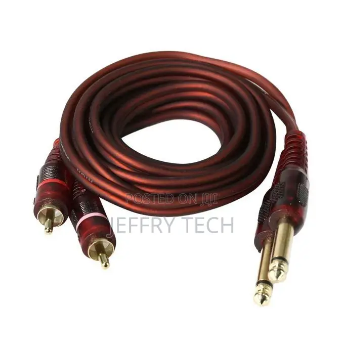 6.35mm 1/4 Inch Mono Plug to Phono RCA Plugs SCREENED Audio