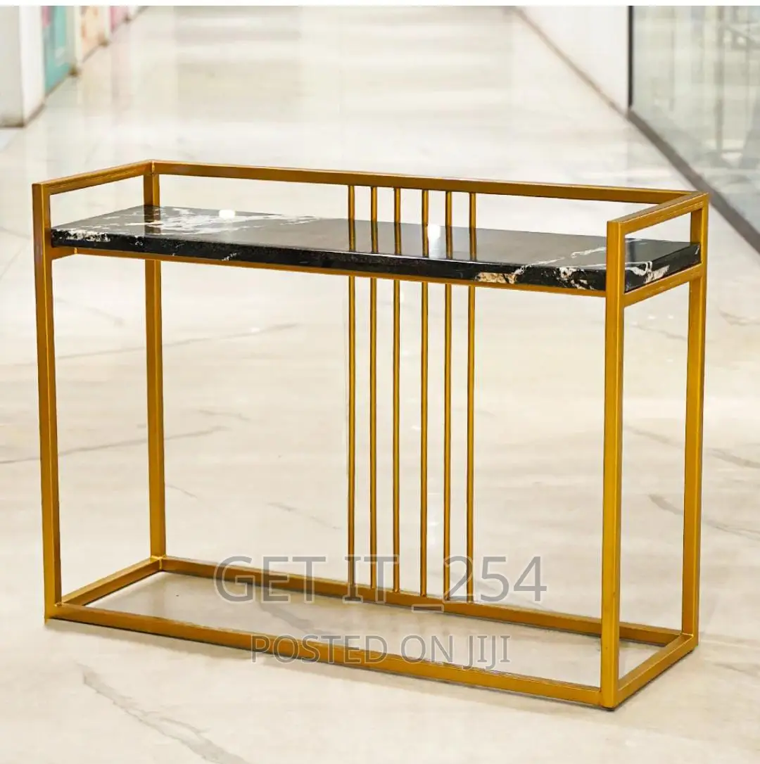 Console Table, Narrow Hallway Table, Gold Entrance Table