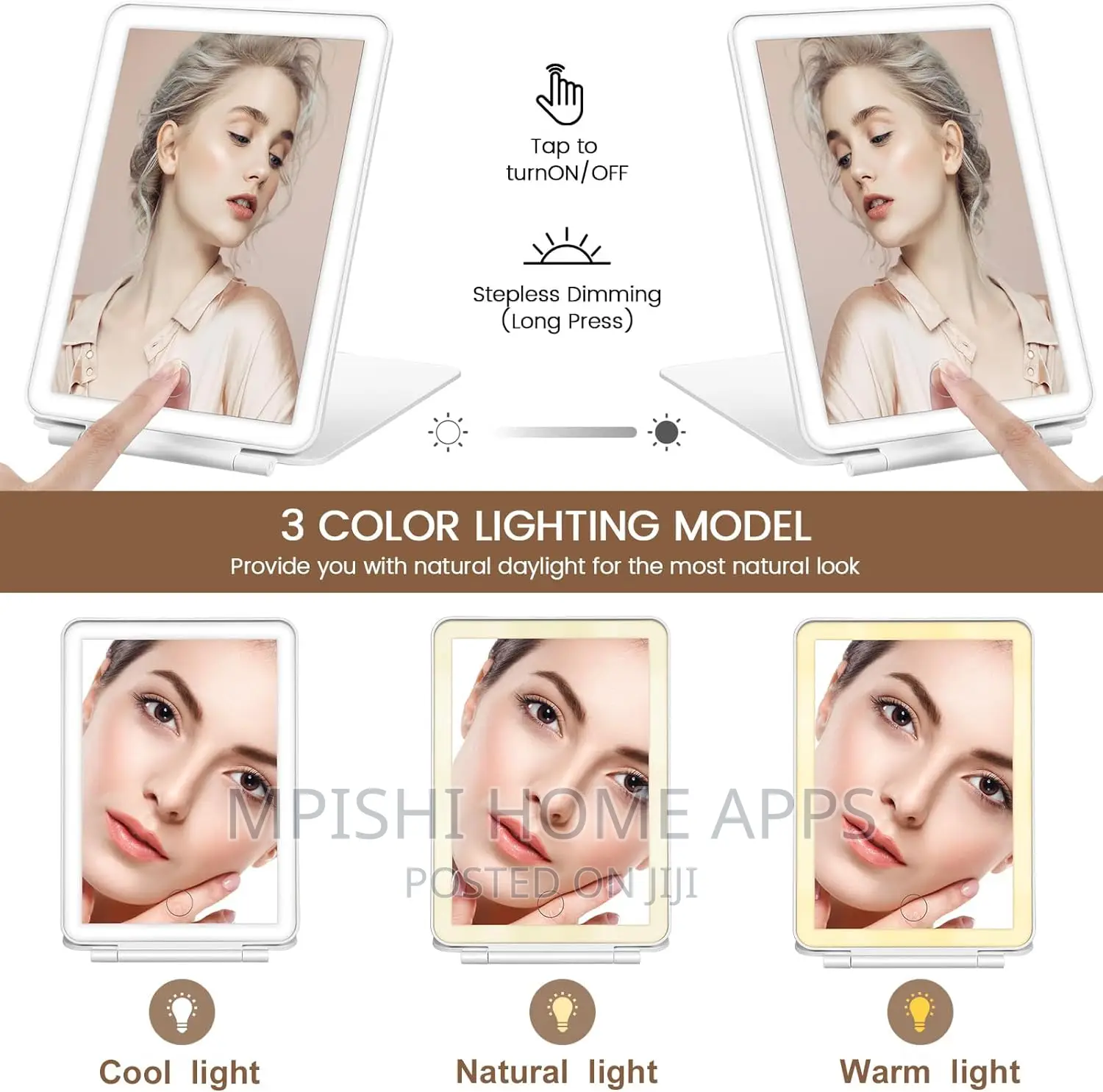 Rechargeable LED Travel Tablet Vanity Mirror