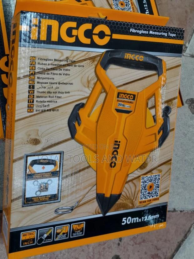 Ingco Fibreglass 3:1 Gear Ratio Measuring Tape 50M