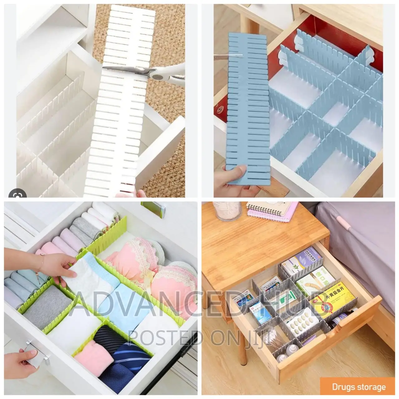 4pcs Diy Adjustable Drawer Dividers