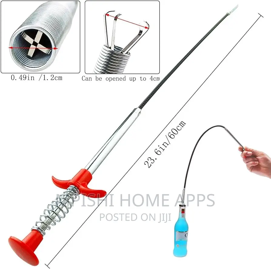 Spiral Drain Cleaner 60cm Long, 4 Claws Grabber