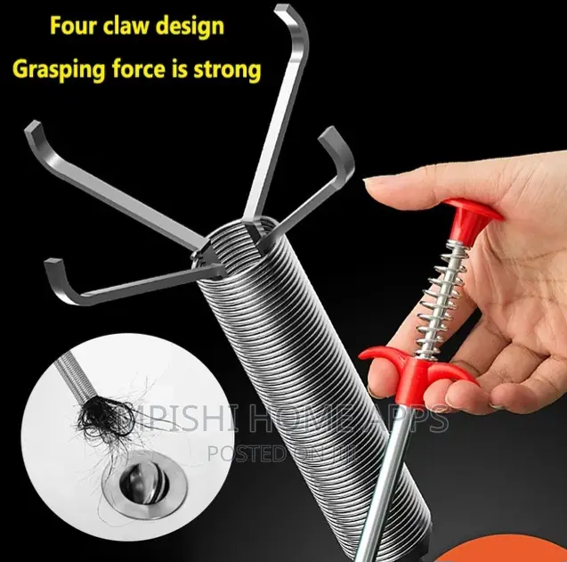 Spiral Drain Cleaner 60cm Long, 4 Claws Grabber