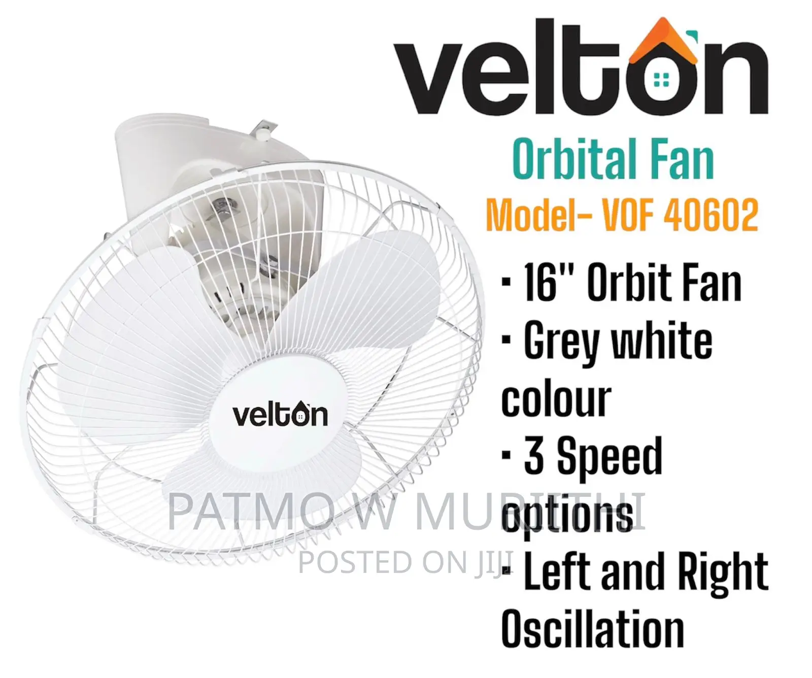 Wall Fan, Velton Orbit Fan 16"