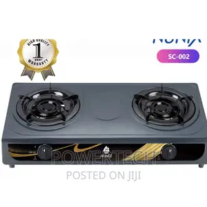 Nunix Two Burner Tabletop Gas Cooker Stainless Steel - Black
