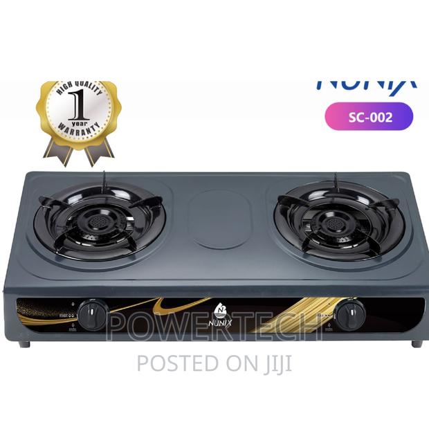 Nunix Two Burner Tabletop Gas Cooker Stainless Steel - Black