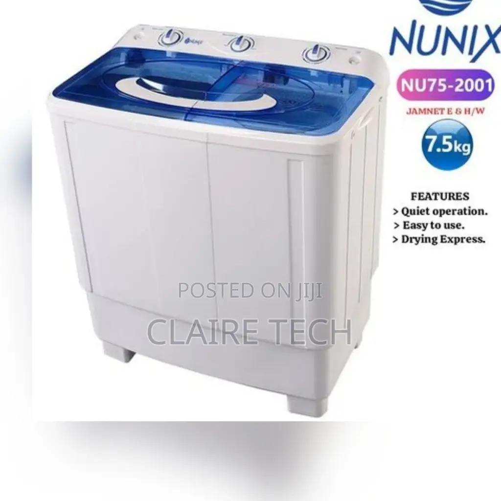 Nunix 7.5:Kg Twin Tub Top Load Washing Machine