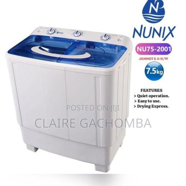 White Nunix 7.5 Kg Twin Tub Top Load Washing Machine