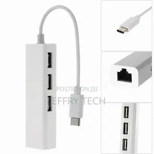 USB 2.0 Type-C 3 Port HUB Ethernet Adapter RJ45 100mbps