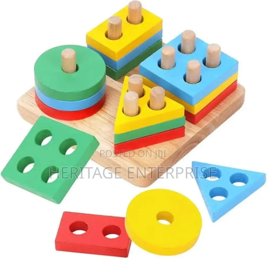 Children Color Figure Learning Stackable Wooden Puzzle