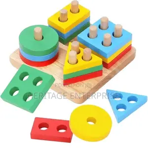 Children Color Figure Learning Stackable Wooden Puzzle