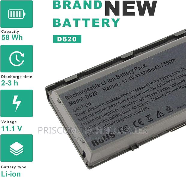 Dell Latitude D620 D630 D640 Replacement Battery - thumbnail 2
