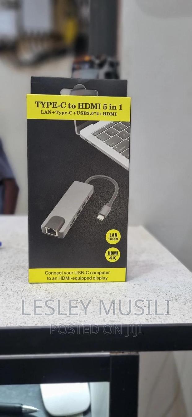 USB Type-C to 5-in-1 USB C Adapter With Ethernet Port