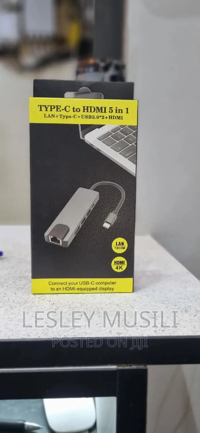 USB Type-C to 5-in-1 USB C Adapter With Ethernet Port