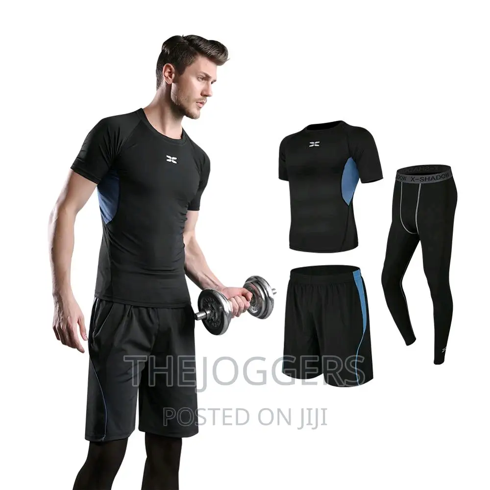5 Pieces Complete Set Gym Wear For Men(S, M, L, Xl,2xl ,3xl)