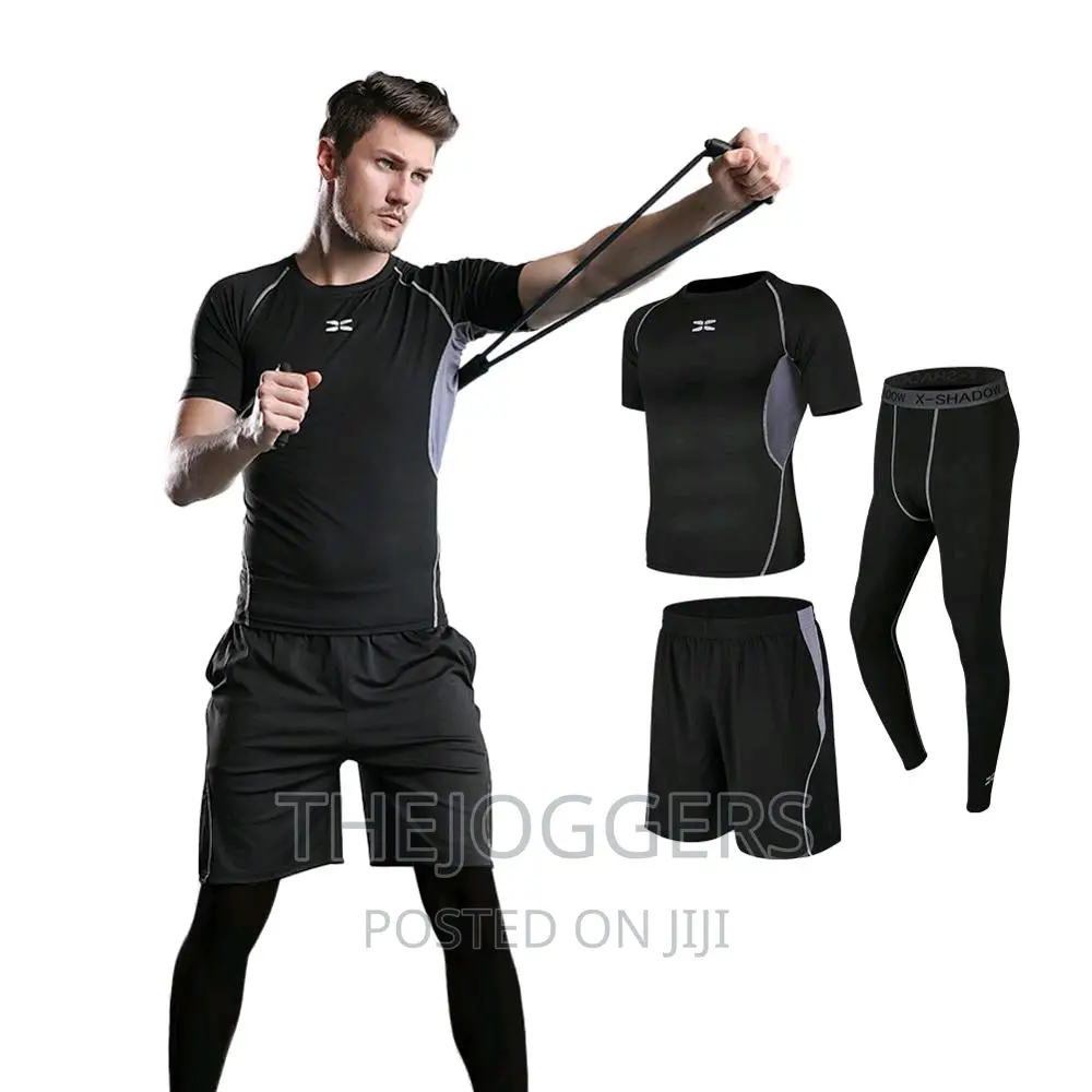 5 Pieces Complete Set Gym Wear For Men(S, M, L, Xl,2xl ,3xl)