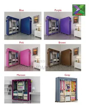 Mettalic Portable Cloth Wardrobe 3 Column
