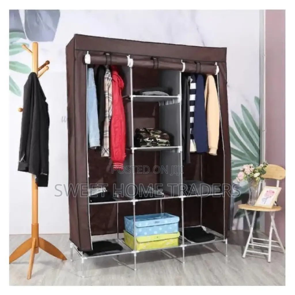 Mettalic Portable Cloth Wardrobe 3 Column