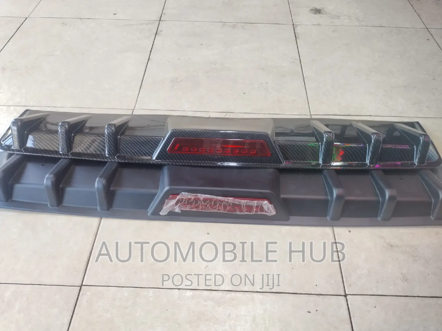 6fin Carbon Black Rear Bumper Diffuser With Brake Lights
