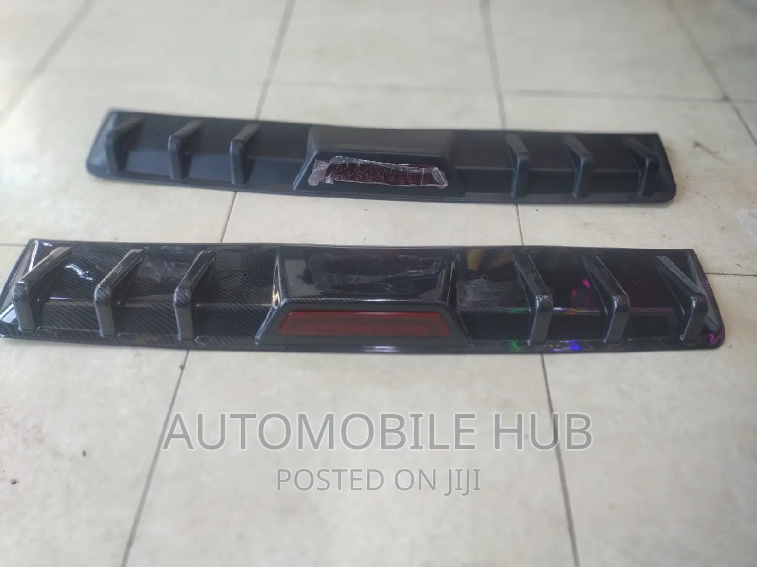 6fin Carbon Black Rear Bumper Diffuser With Brake Lights