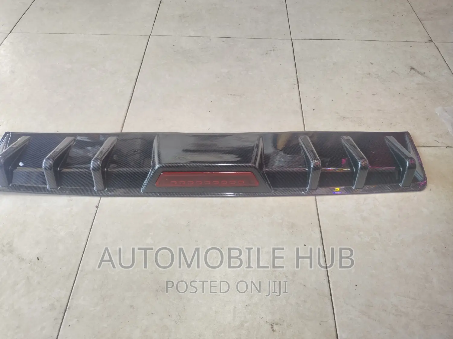 6fin Carbon Black Rear Bumper Diffuser With Brake Lights
