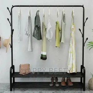 *Cloth Rack With Double Lower Storage Shelf for Boxes /Shoes