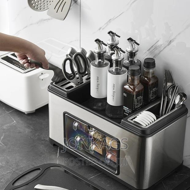 Stainless Kitchen Shelves With Spice Shelf