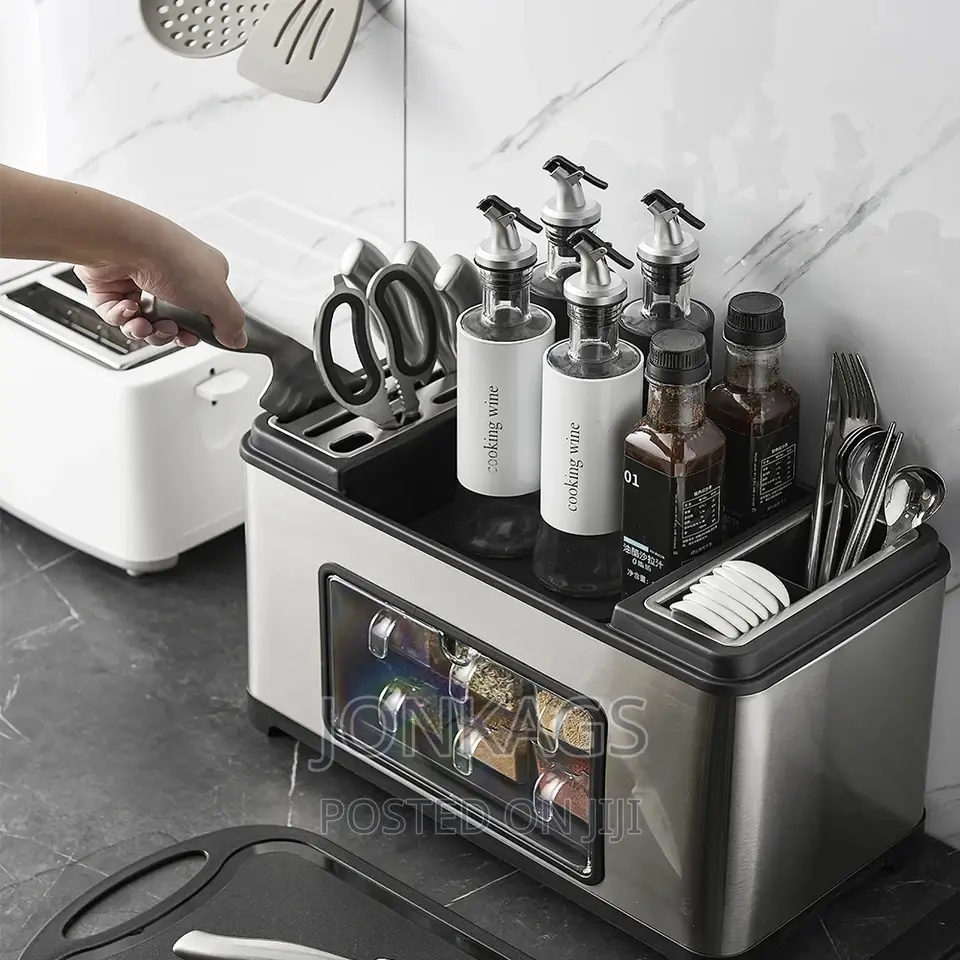Stainless Kitchen Shelves With Spice Shelf