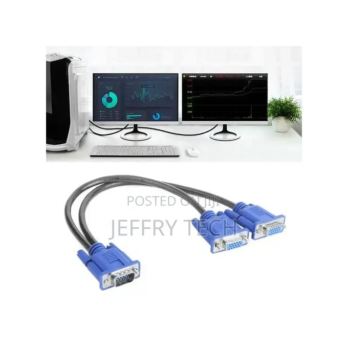 VGA Splitter Cable 1 Computer to Dual 2 Monitor